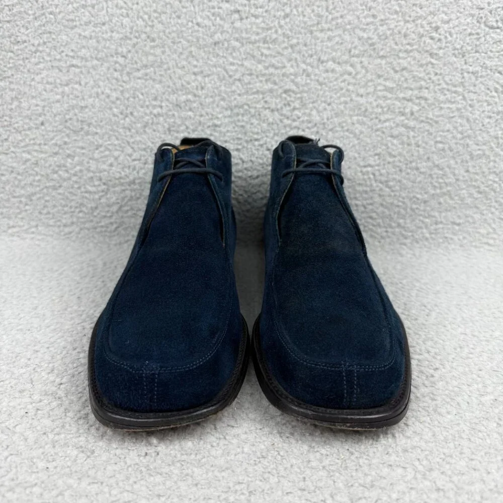 Jimmy Choo Boots Men 8 Wide / UK 7 E Shoe Navy Blue Chukka Suede Leather Ankle 4